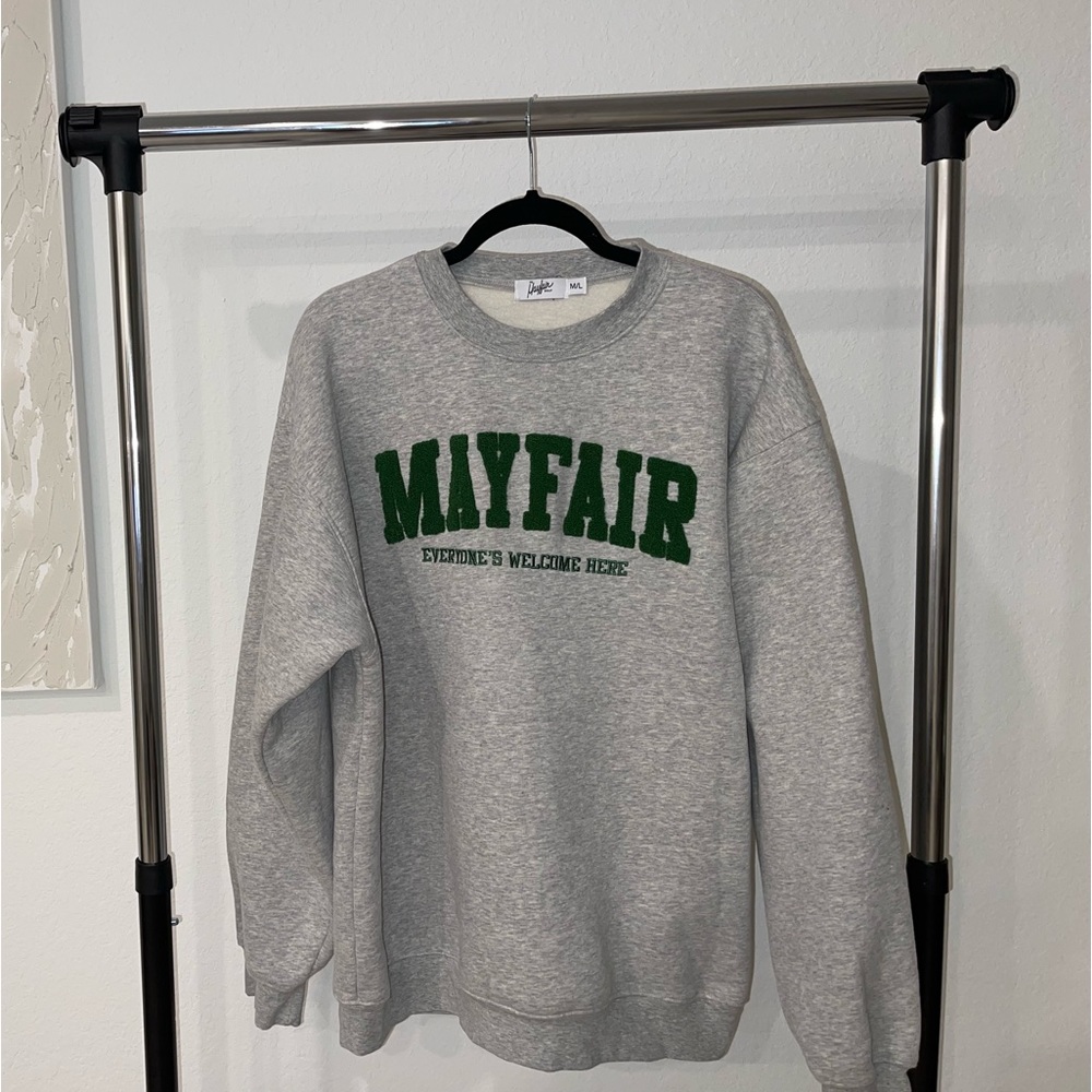The Mayfair Group, Everyone’s Welcome Here Crewneck, Grey Fleece, Size M/L